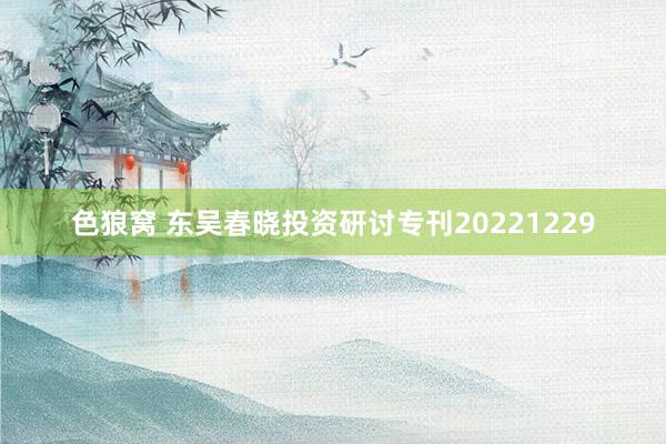 色狼窝 东吴春晓投资研讨专刊20221229