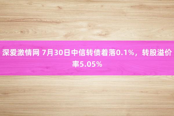 深爱激情网 7月30日中信转债着落0.1%，转股溢价率5.05%