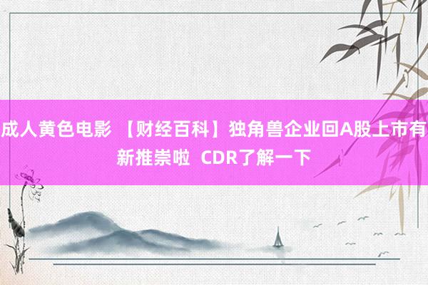 成人黄色电影 【财经百科】独角兽企业回A股上市有新推崇啦  CDR了解一下