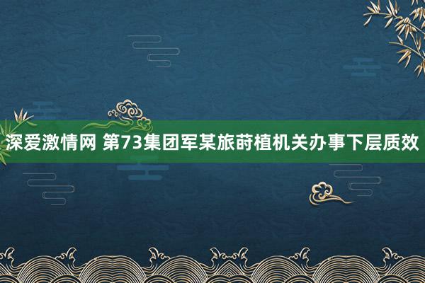 深爱激情网 第73集团军某旅莳植机关办事下层质效